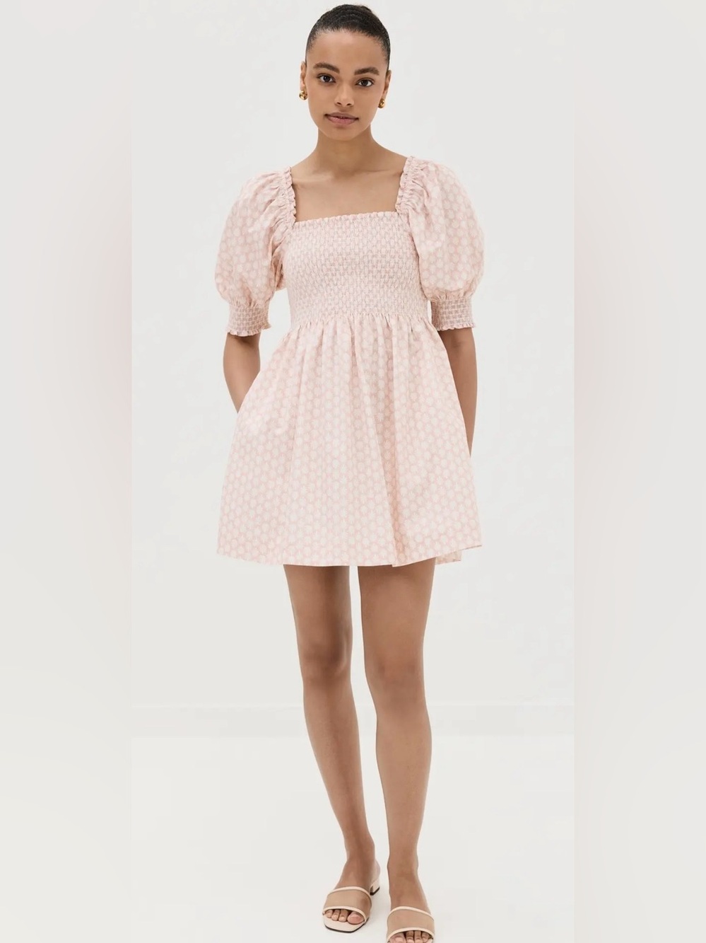 NWT Hill House Home Athena Nap Dress Mini Baroque Shells Pale Coral Pink SIZE M - Picture 3 of 11